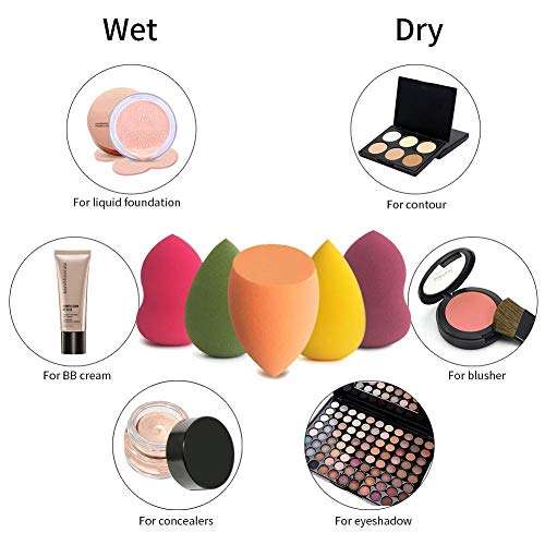 Fennec Mart 5 Pieces Beauty Egg Makeup Puffs cosmetic sponge Set of Beauty Makeup Sponges 3 Shapes Beauty Make Up Powder Puff for Liquid Powder BB Cream (multi colour) 5