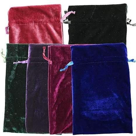 Tarot Rune Bag Bundle of 6: Moss Green, Royal Blue, Purple, Wine, Ross, Black 6" x 9" 4