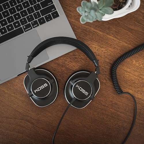 Koss Pro4S Full Size Over-Ear Studio Headphones, Detachable Cord with Dual Choice Entry, Black with Silver Trim 5