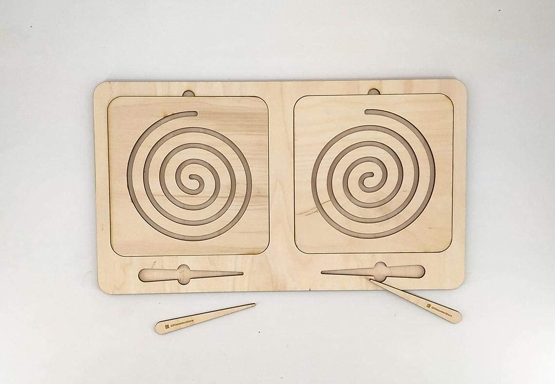 Whittlewud Pack Of 1 Montessori Material Wooden Tracing Board, Writing Skills Stencil Set, Interhemispheric Board, Preschool Educational Toy Learning To Write Lines & Shapes - Kids 3