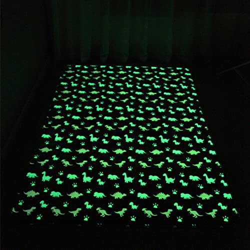 Gefosin Luminous Area Rug Glow in The Dark for Bedroom Living Room, Unique Soft Washable Modern Indoor Rugs for Children Dorm Home Decor, Blue Dinosaur 3.3x5.2 Feet 2