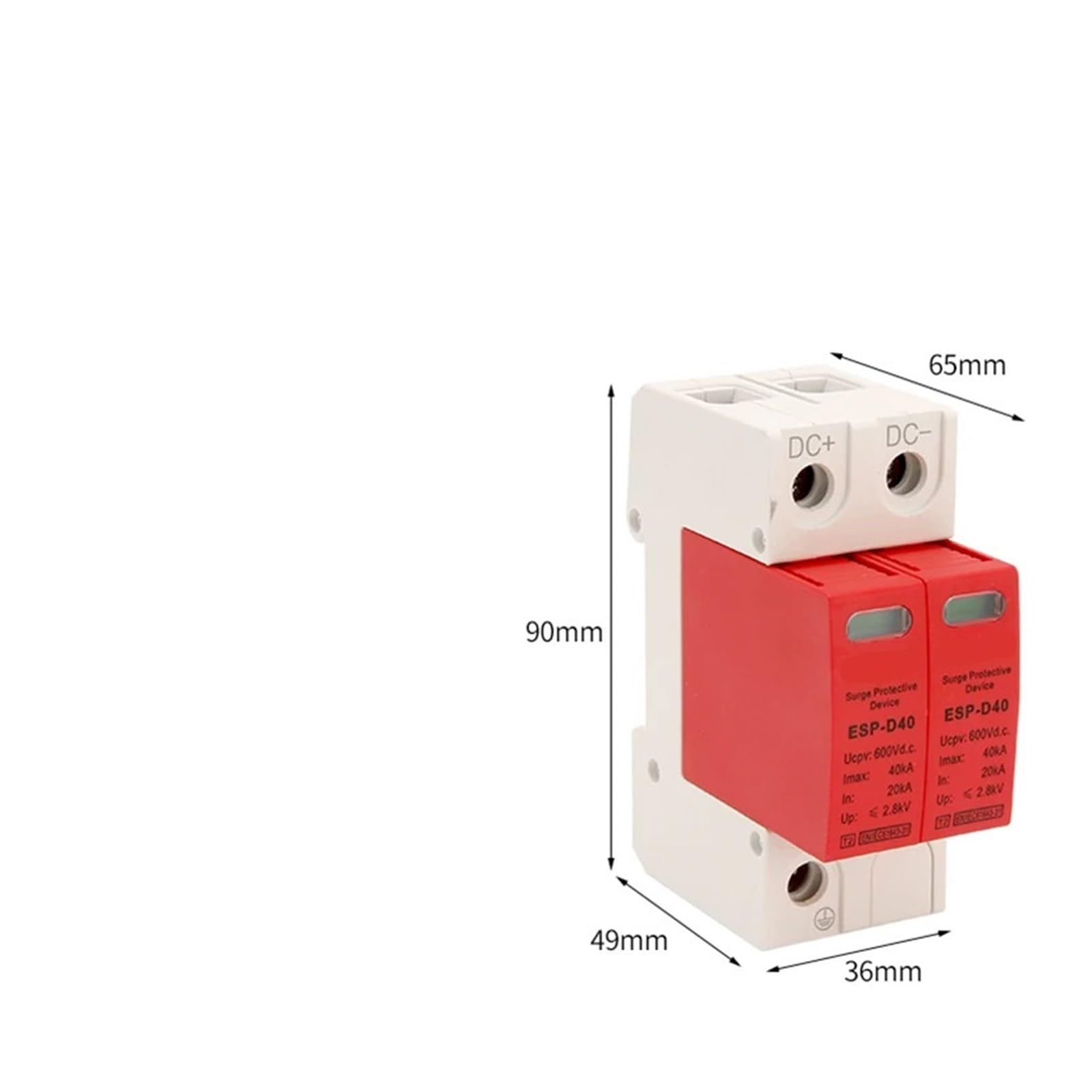 XIONGISOLAR ESP-04 2P Solar Photovoltaic Low Voltage Rail DC 600V 1000V 20KA-40KA Surge Protection Device Lightning Arrester SPD(3P 20-40KA 1000V) 3