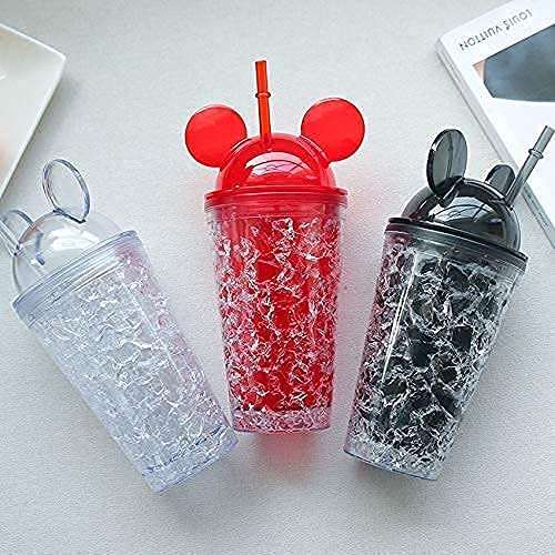 NESTIC Plastic Mickey Water Bottle Mason jar Sipper Mug Bottle Glass Tumbler with Straw Mickey Sipper Vacuum Flask Sipper Glass Tumbler Drinks Gel Feezer Sipper (Pack of 1) (Black) 4