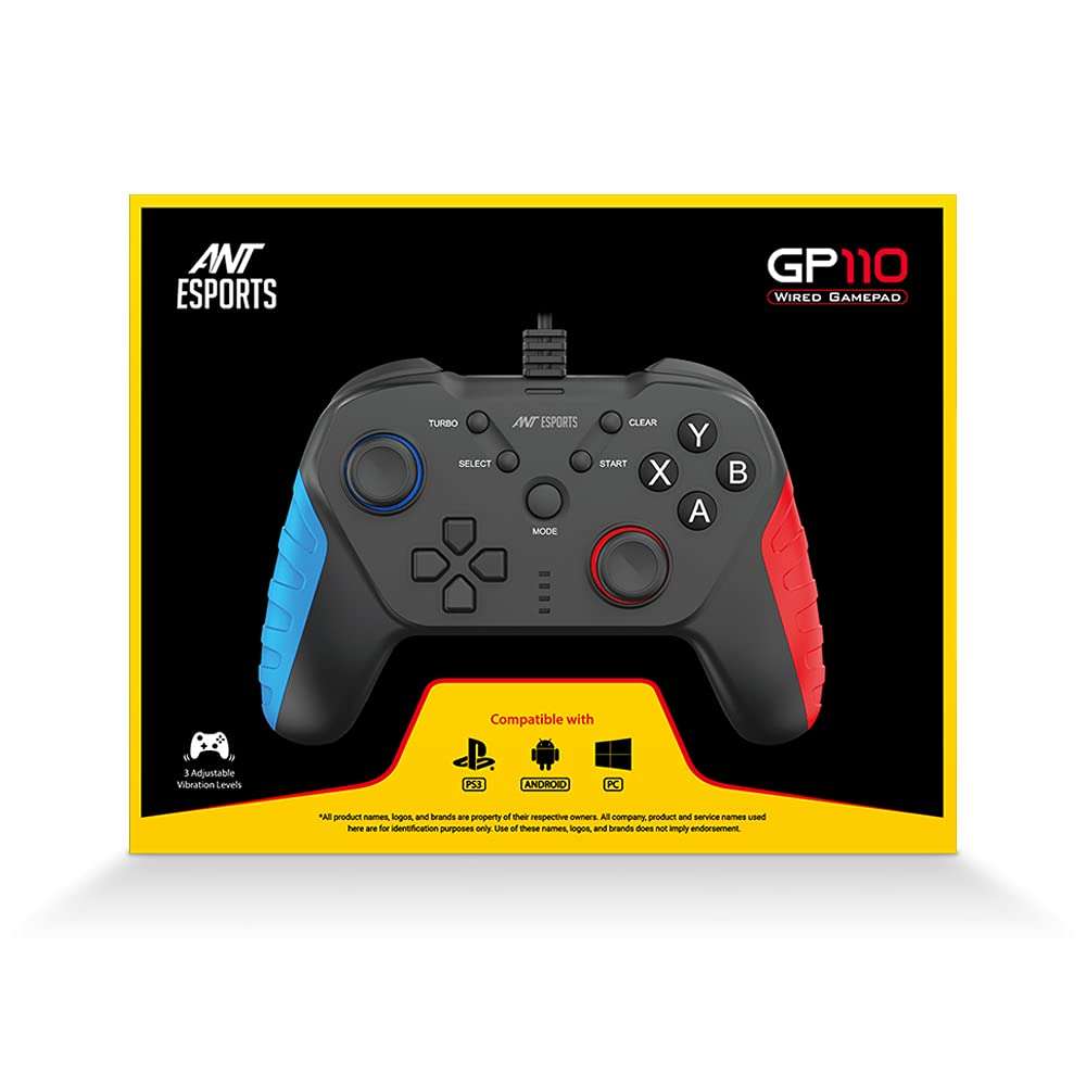 Ant Esports GP110 Wired Gamepad, Compatible for PC & Laptop Computer (Windows 10/8 /7) / PS3 / Android 6