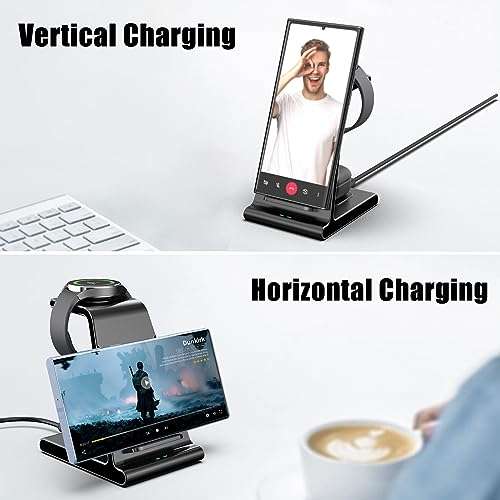 Wireless Charger for Samsung Charging Station, 3 in 1 Wireless Charger for Samsung Galaxy S24 Ultra/S23 Ultra/Z Flip 5/Fold 5/Buds, Watch Charger for Galaxy Watch 7/6/5 Pro/4/3 3