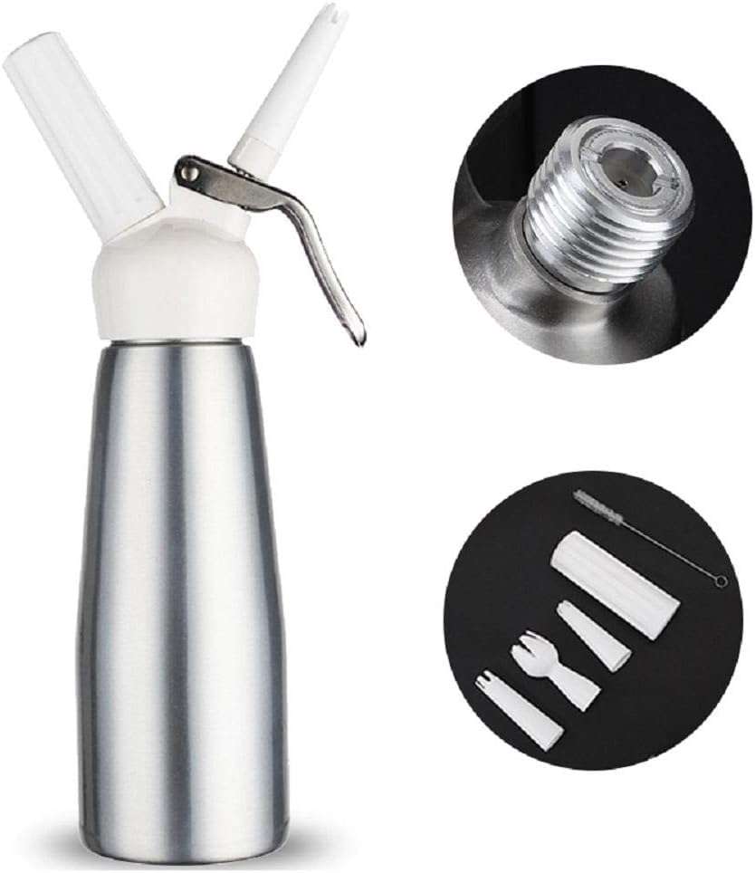 THW® Aluminium Cream Whipper/Dispenser Canister-500 Ml Multiple Attachments for Heavy Duty Professional Use in Homes, Cafes, Hotels and Restaurants 1