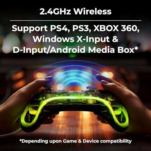 ZEBRONICS MAX LINK + Wireless Gamepad, Dual motors Haptic feedback, Built-in rechargeable battery, RGB light, Plug & play, Supports (Windows | Android | PS3 | PS4 | XBOX 360) 3