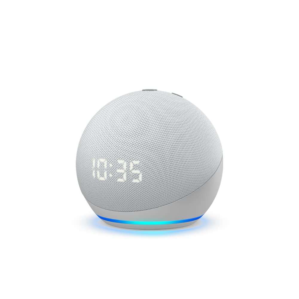 Echo Dot (4th Gen) | Smart speaker with clock and Alexa | Glacier White 1