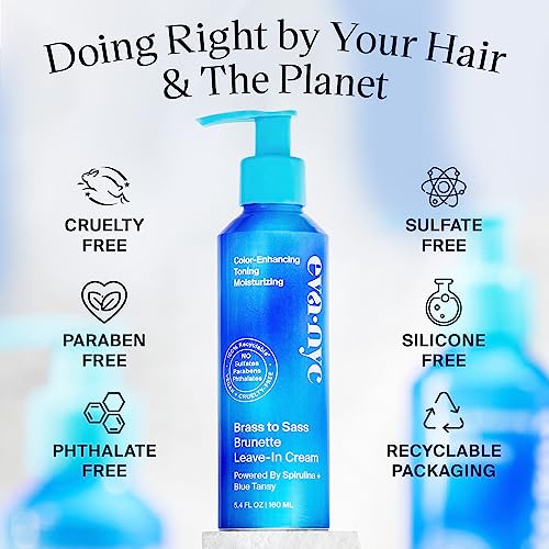 Eva NYC Brass to Sass Brunette Leave-In Cream for Color-Treated Hair, Vegan No-Rinse Toner for Brassy Orange Tones, 5.4 fl oz 5