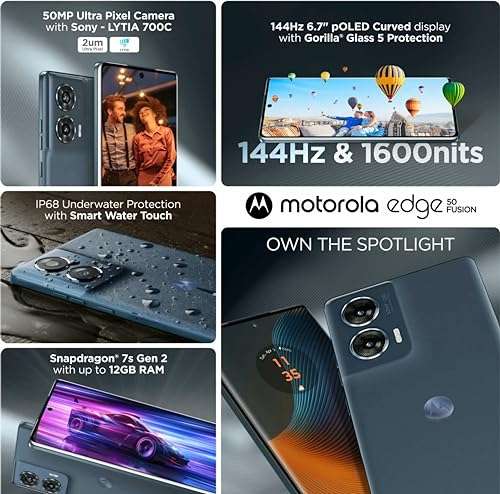 Motorola Edge 50 Fusion 5G (Forest Blue, 12GB RAM, 256GB Storage) 5