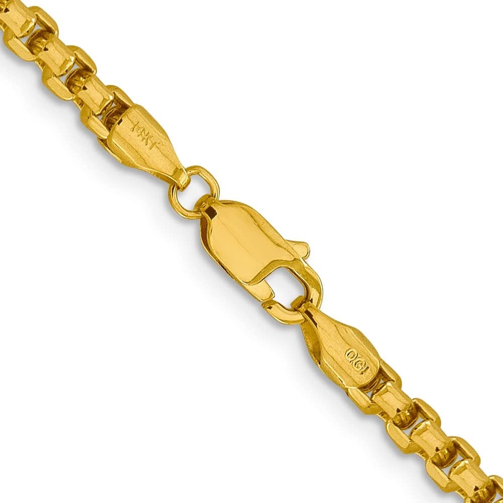 Diamond2Deal 14k Yellow Gold 30" 3.6mm Semi-Solid Round Box Chain Necklace with Lobster Clasp 4