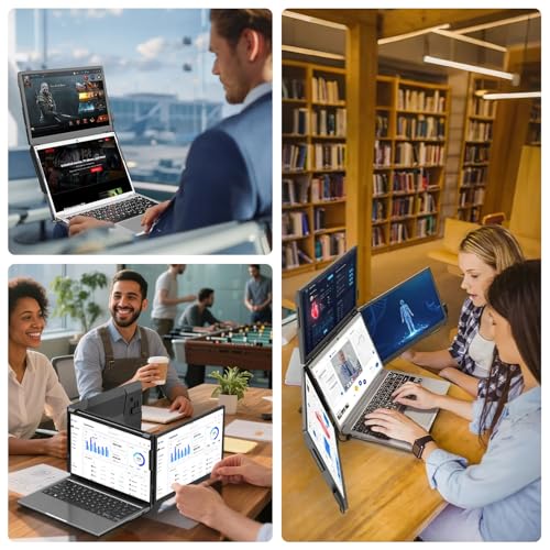 ADREAMER 13.3" Triple Screen Laptop Monitor Extender, Detachable 3 Screen Monitor for Laptop 11.6"-16", FHD 1200P IPS, Multi Screen Laptop Attachment, Compatible with Wins/MacOS(M1/M2/M3). 3