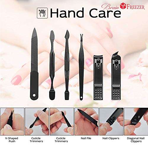 Brain Freezer 15 In 1 Nail Clipper Kit With Case Nail Care Set Pedicure Cutters Scissor Tweezer Knife Professional Manicure Set Tools Black Yellow 4