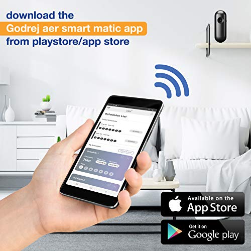 Godrej aer Smart Matic - BLUETOOTH ENABLED Automatic Air Freshener Kit, Alive 225ml (134g) and Godrej aer pocket, Bathroom Air Fragrance - Assorted Pack of 5 (5x10g) 4