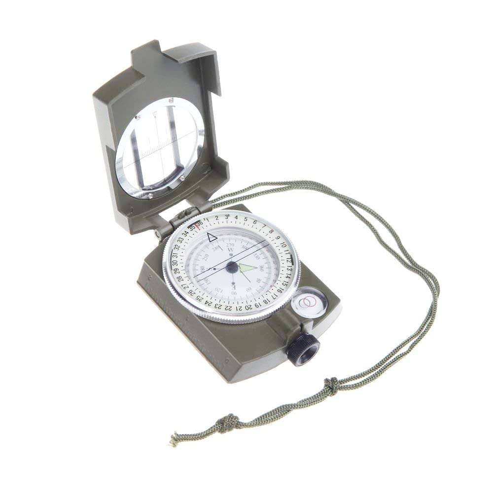 Portable Camping Compass Military Army Geology Lensatic Prismatic Compass Multi Functional Outdoor Camping Exploration Tool with Fluorescent Light Aluminum Alloy Compass with Lather Case Gifting Item 3