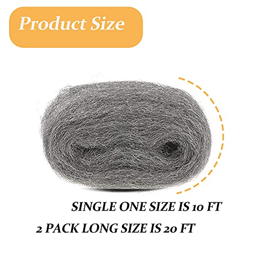 2 Pack Steel Wire Wool Fill Fabric DIY Kit, Coarse Steel Wool Gap Blocker for Stuff Holes/Wall Cracks/Siding/Pipeline/Vents in Garden, House, Garage 3