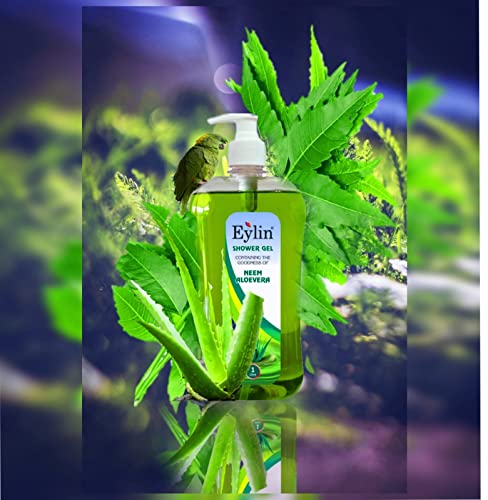 EYLIN Herbal Shower Gel - Enriched with Neem & Aloe Vera Body Wash 1 Liter color Green. Perfume- 702