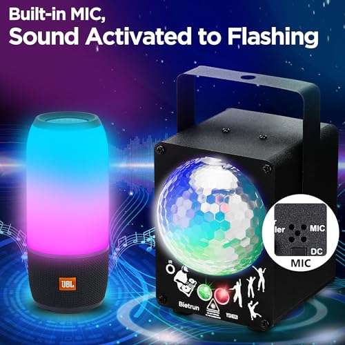 Party Dj Disco Stage Light with Sound Activated and 60 Color Changing, Bietrun Led RGB Laser Rave Flashing Strobe Lights with Remote Control for Parties, Wedding, Dance Floor, Bar, DJ, Birthday, KTV 6
