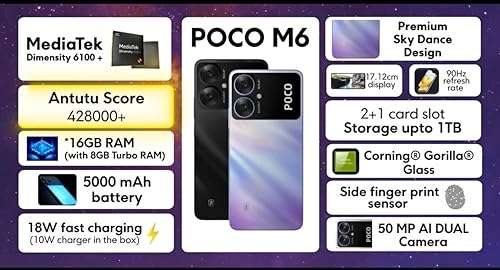 POCO M6 5G (Orion Blue, 6GB RAM, 128GB Storage) 5