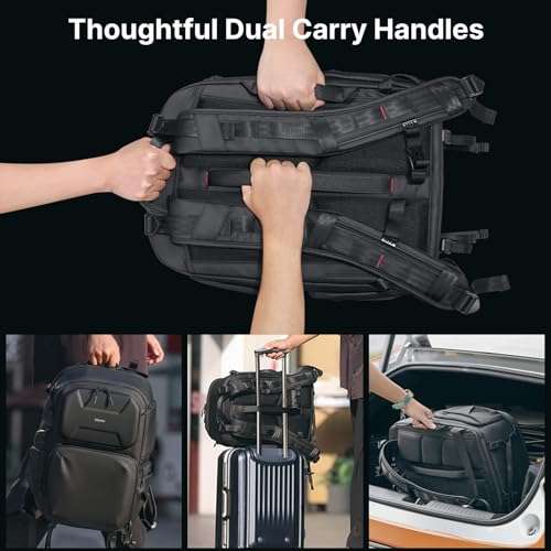 ULANZI BP10 35L Hardshell Camera Backpack, Professional Splash-proof Photography Camera Case Anti Theft Travel f Photographers Unisex Drone DSLR Mirrorless Camera Lens Tripod Holder 17'' Laptop Black 6