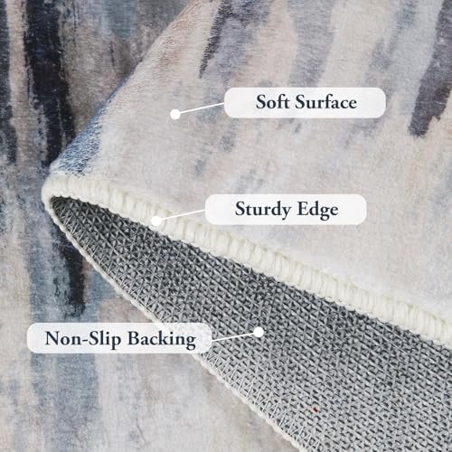 Lahome Abstract Soft Washable Carpet, 4x6ft Ultra-Thin Stain Resistant Bedroom & Living Room Non-Slip Multi Carpet Throw Rug 6
