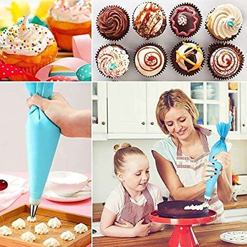 12 Piece Cake Decorating Nozzle Set and 3 Pcs Set Plastic Dough Bench Scraper Cake Cutter, Chopper and 8 pcs Measuring Cup (Multi-Color) 4