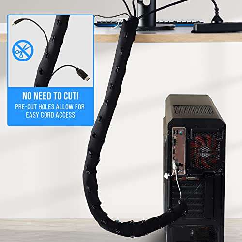 Large Cable Management Box, Cord Organizer to Hide Power Strip, Extension Cord, Surge Protector | Cord Hider Safe Box for Desk Organizers, Gaming PC, Computer, TV | White, Black Edition by Tokye® 5