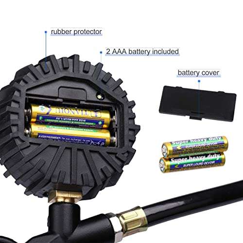 GSSUSA Digital Tire Inflator Pressure Gauge 200 PSI Accuracy Display Heavy Duty Air Compressor Accessories for Car, Truck, Bike, Auto 6