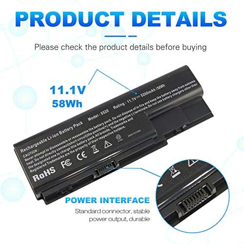 TREE.NB Battery for Acer AS07B31 AS07B51 AS07B41 AS07B42 AS07B32 AS07B61 AS07B71 AS07B72 AS07B52 ICL50 ICY70 ICW50,Acer Aspire 5920 5315 5520 6930 7520 7720 3