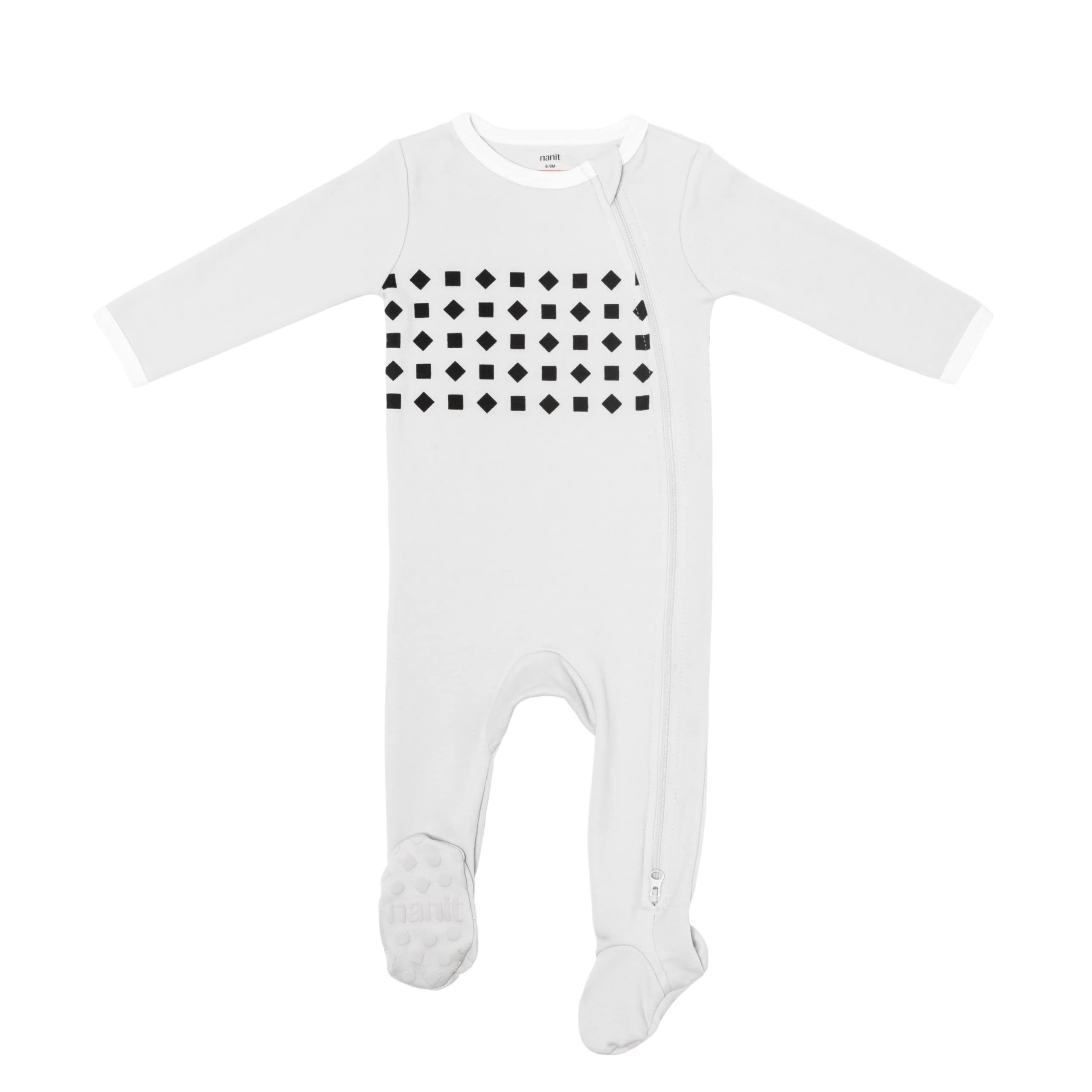 Nanit Breathing Wear Baby Pajamas – 100% Cotton, Double Zipper, Non-Slip Footed PJs - Works with Nanit Pro Baby Monitor to Track Breathing Motion Sensor-Free, Size 6-9 Months, Pebble Grey 1