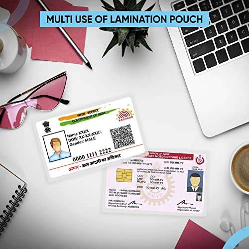 Polycrom Korean 250 Microns (ID Card Size 65mm X 95mm) Lamination Pouch Clear Glossy Thermal Transparent Waterproof 100 Sheets (Home&Office):Identity Card 5