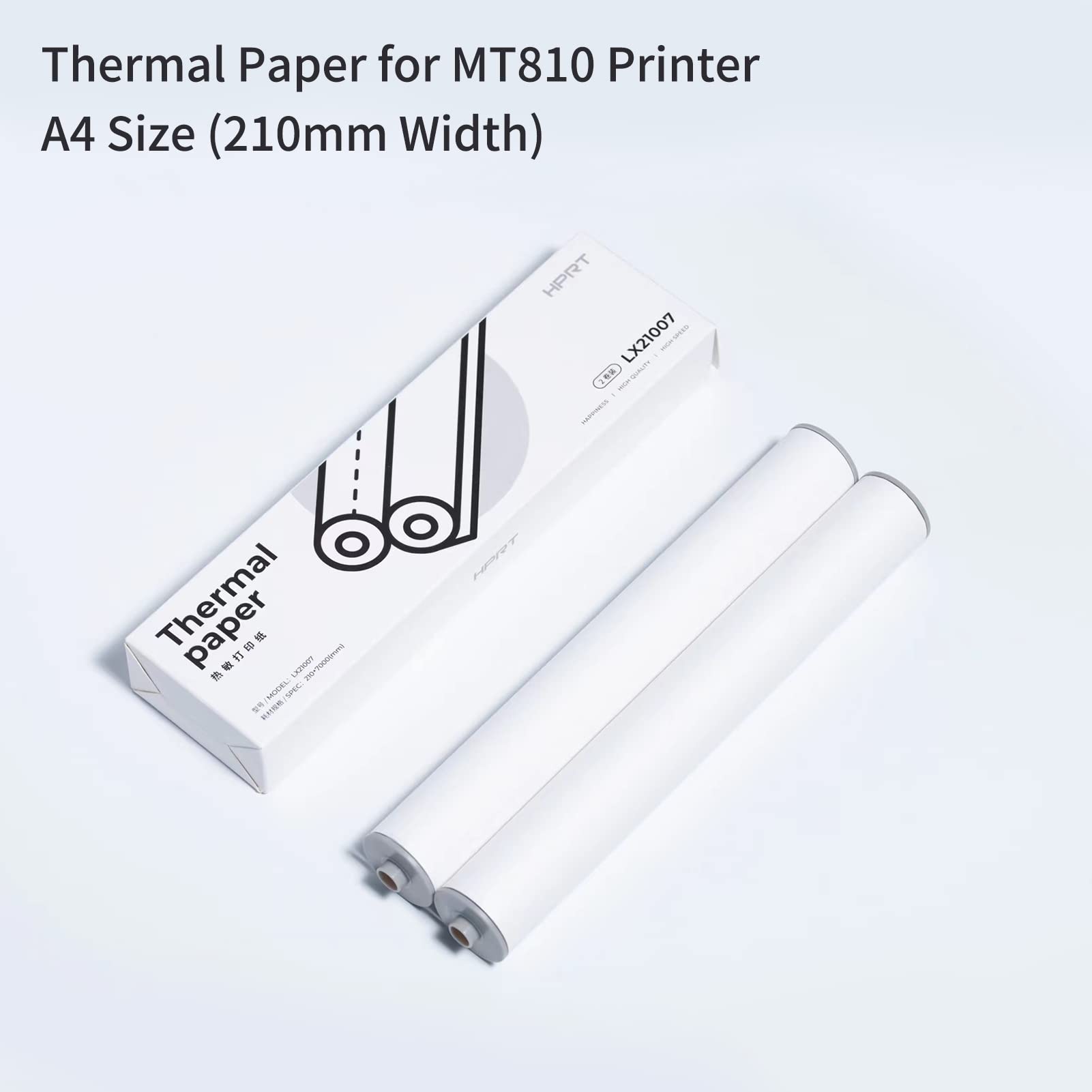 A4 Thermal Paper 2 Rolls, 8.3 Inch Width A4 Thermal Printer Paper, Thermal Paper for MT890 Printer, A4 Size(210mm Width/7M Long) 3