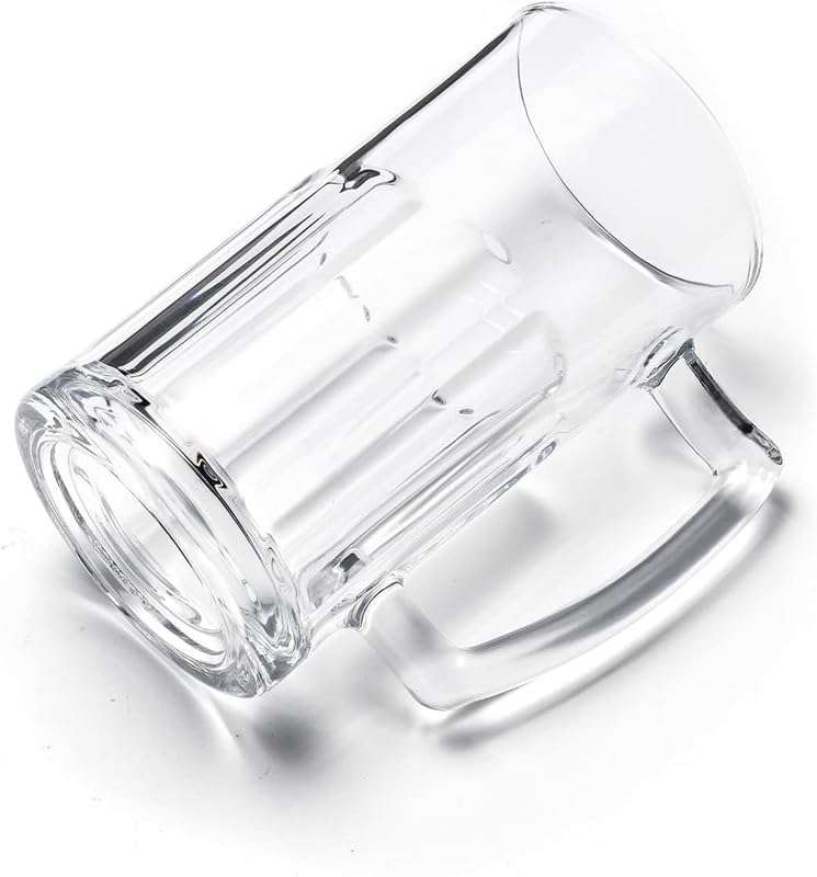 Homeprism Premium Glass Beer Mug - Transparent (630ml) | Mug with Handle Glass | Freezable Beer Glasses | Multipurpose Everyday Drinking Glasses | Cocktail Glasses (Design1 - Pack of 1) 3