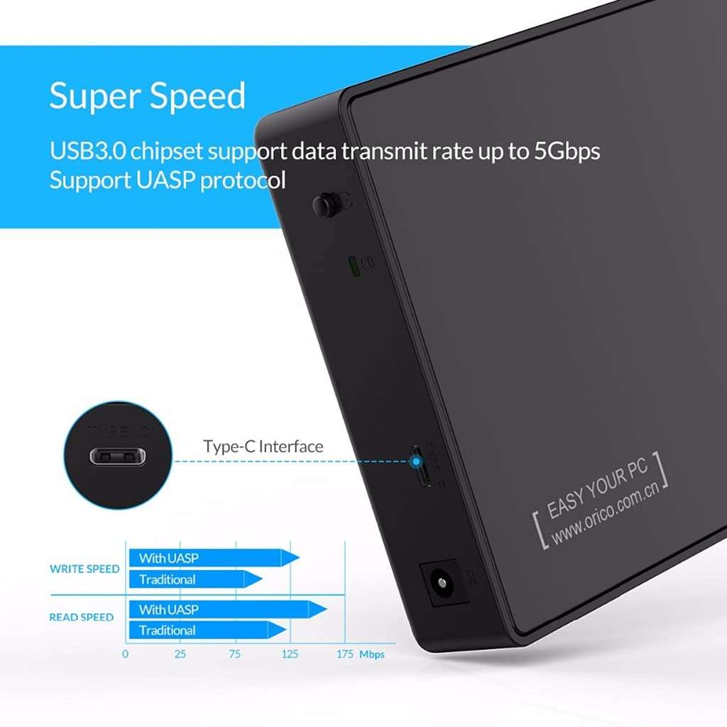 External Hard Drives Hard Drive Enclosure SATA to USB3.0 External Hard Drive Docking Station for 2.5 3.5 Inch HDD SSD Support UASP 18TB Drives 6