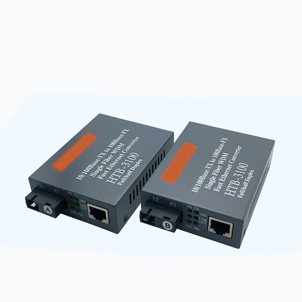 Single Mode Fiber Transceiver, 20Km Single-Mode Single-Fiber Optical Fiber Transceiver, 100M Media Converter Photoelectric Signal Converter Single-Mode Fiber Transceiver 3