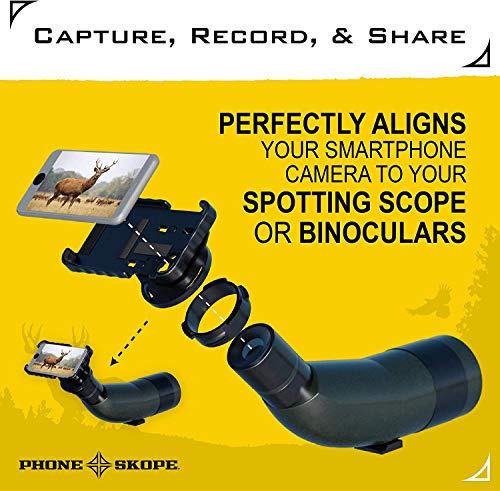 Phone Skope Complete Digiscoping Kit: Ideal Scope Camera for Hunting/Birding/Stargazing - Phone Scope Adapter Kit Includes Phone Scope Mount Case, Eyepiece Adapter, Lens Cloth - Fits Most Smartphones 4