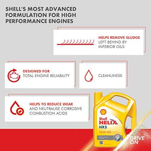 Shell Helix HX5 15W-40 API SN Premium Mineral Engine Oil for Diesel & Petrol Cars (3 L) 3