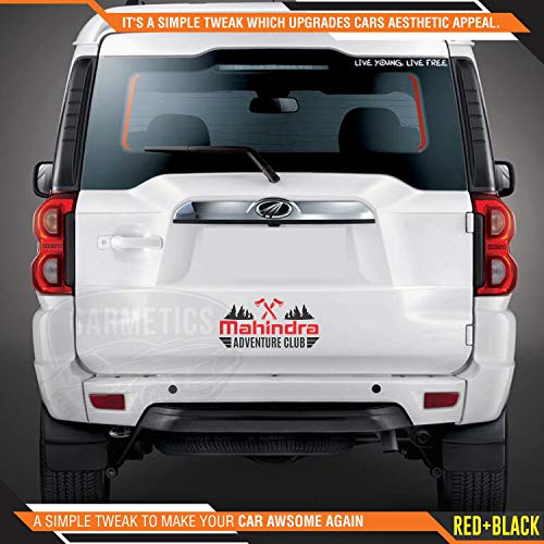 CarMetics Mahindra Adventure Club Sticker for Mahindra Scorpio Black Red 2Pcs – car Adventure Stickers Decal Mahindra Exterior Sticker Graphics Accessories 3