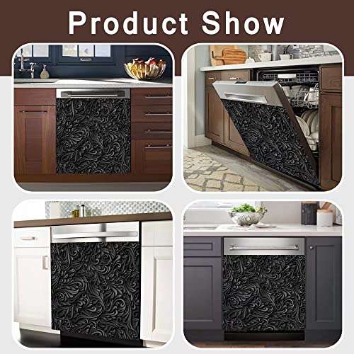 3D Engraved Metal Dishwasher Magnet,Metal Flower Dishwasher Cover,Metal Pattern Sticker for Refrigerator,3D Folk Fridge Vinyl Magnetic Panel Decal,Home Appliances Magnets Kitchen Decor 23"x26" 5