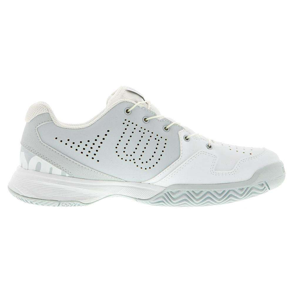 Wilson KAOS Junior QL Tennis Shoes, White/Pearl Blue/Black, 2.5 US Unisex Big Kid 4