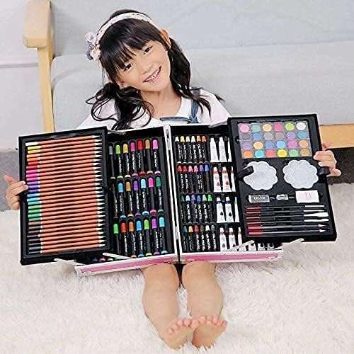 Salepushh Professional Art Set Drawing Painting Sketching Colouring Kids Set All in 1 Art Case Perfect for Kids with Pink Unicorn Rainbow Design Aluminium Case 4