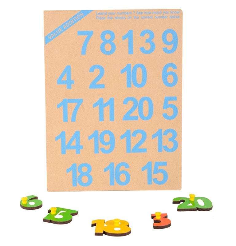Skillofun MDF 1-20 Number Shape Tray (with Knobs) Learning Toy | Early Educational Toy for Kids (Multicolor, Age- 3+) 4