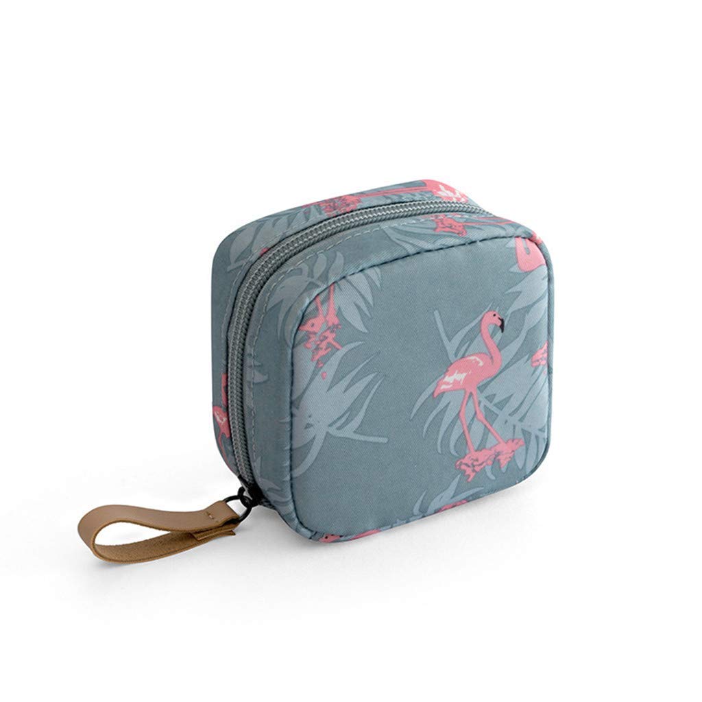 House of Quirk Polyester Makeup Bag Lazy Cosmetic Bag Travel Toiletry Bag Cosmetic Make Up Organizer Waterproof Travel Accessories For Women And Girls (Grey Flamingo),W-5 Cm, Small