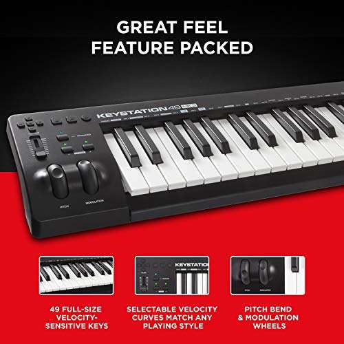 M-Audio Keystation 49 MK3 & RockJam Xfinity Heavy-Duty, Double-X, Pre-Assembled, Infinitely Adjustable Piano Keyboard Stand with Locking Straps 3
