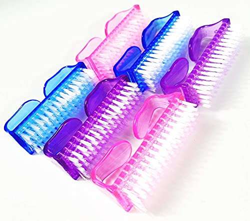 Shidara Big Handle Grip Nail Brush Fingernail Scrub for Toes and Nails Pedicure Cleaner | Multicolor | 6 Pieces 3