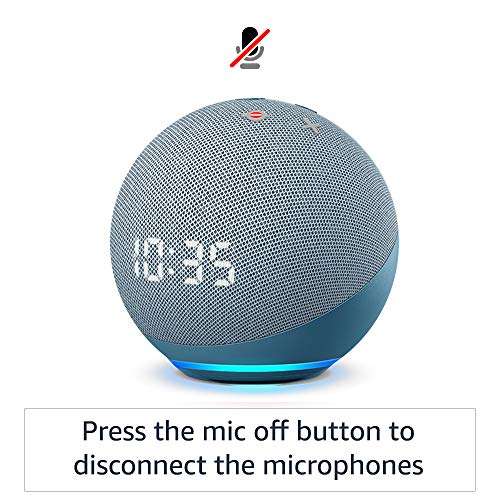 Amazon Echo Dot 4th Gen with clock | Smart speaker with powerful bass, LED display and Alexa (Blue) 5