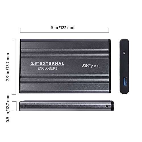 HDE External Hard Drive Enclosure USB 3.0 to SATA SSD and HDD Case 2.5-Inch Drive Compatible Aluminum Enclosure Disk Case Housing 4