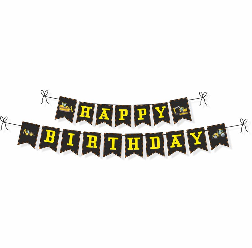 Untumble Construction Theme Birthday Banner | Happy Birthday Banner For Boys & Girls | Goes Well With Construction Theme Birthday Decorations | Happy Birthday Banner for Kids & Adults | Pack of 1