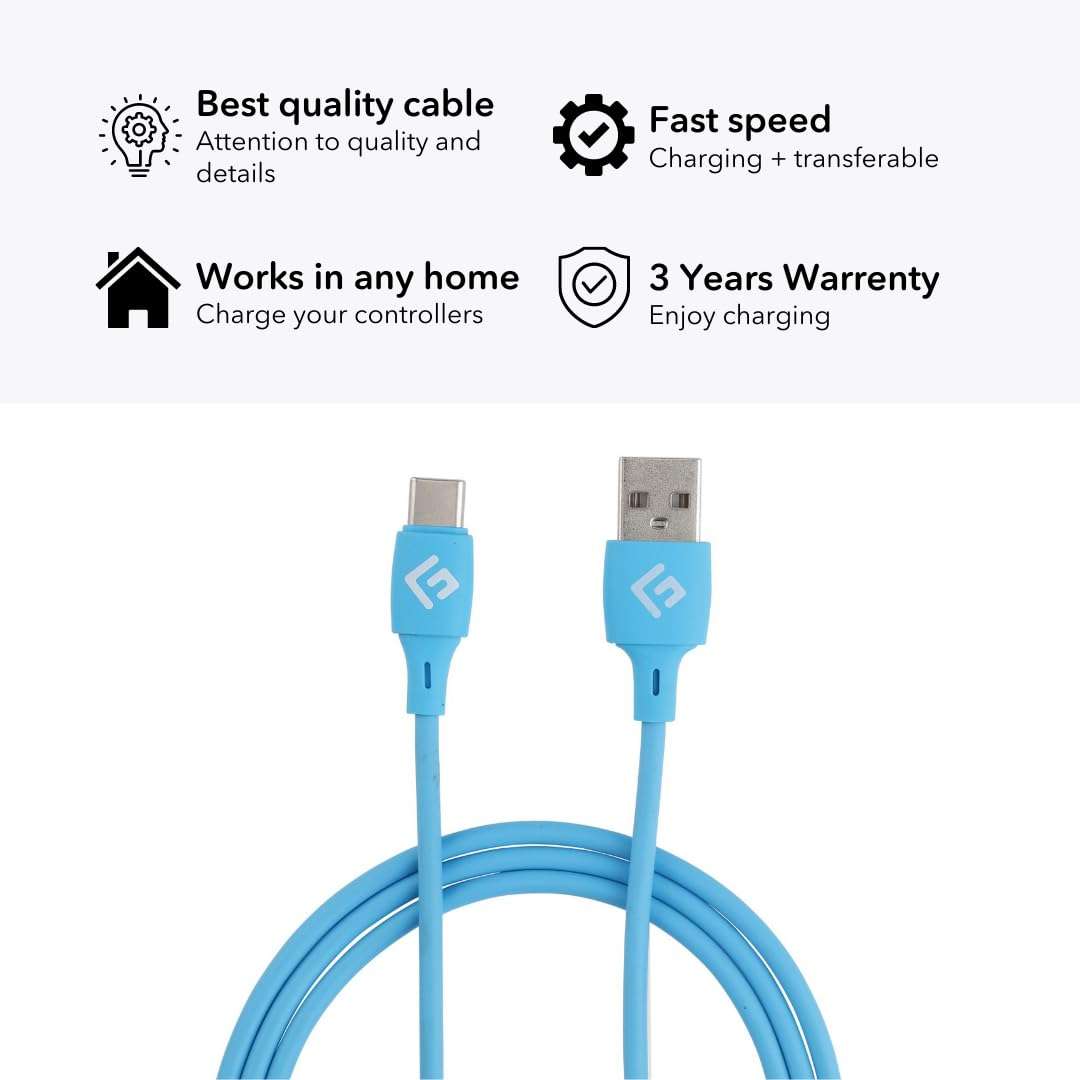 FLOATING GRIP USB C/USB A Charging Cable, 3M/10FT, Type c Fast Charging Cable with Data Sync, Compatible with PlayStation, Xbox & More (Blue) 5