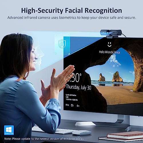 NexiGo HelloCam, 1080P Webcam with Windows Hello, True Privacy, Automatic Electronic Shutter, Computer Camera, Microphone, Facial Enhancement, HD USB Web Cam 2